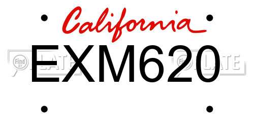 EXM620 California License Plate