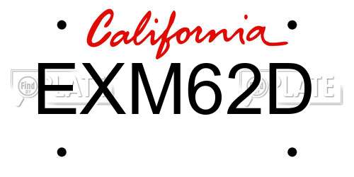 EXM62D California License Plate