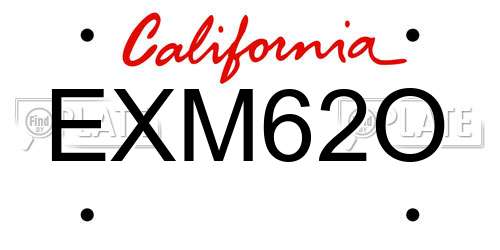 EXM62O California License Plate