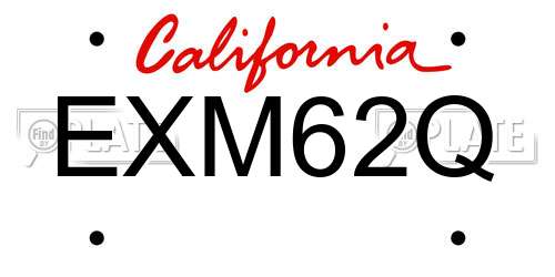 EXM62Q California License Plate