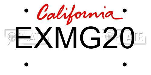 EXMG20 California License Plate