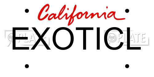 EXOTICL California License Plate