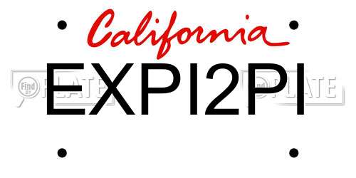 EXPI2PI California License Plate