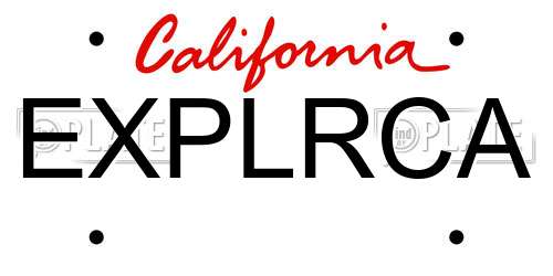 EXPLRCA California License Plate