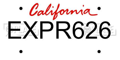 EXPR626 California License Plate
