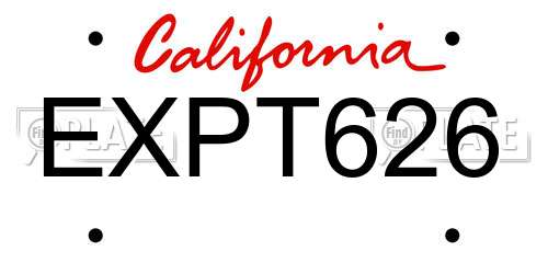 EXPT626 California License Plate