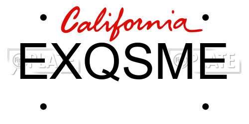 EXQSME California License Plate