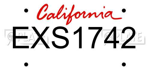 EXS1742 California License Plate
