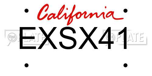 EXSX41 California License Plate