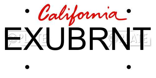 EXUBRNT California License Plate