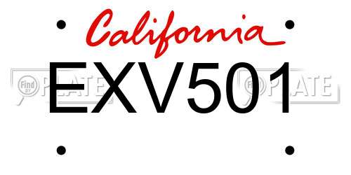 EXV501 California License Plate