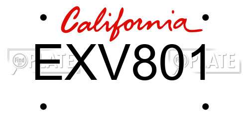 EXV801 California License Plate