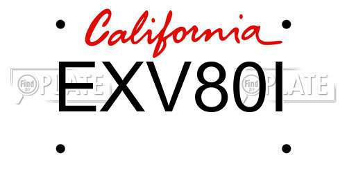 EXV80I California License Plate