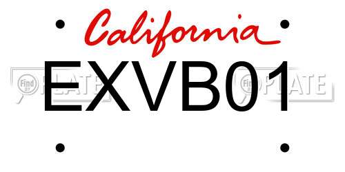 EXVB01 California License Plate
