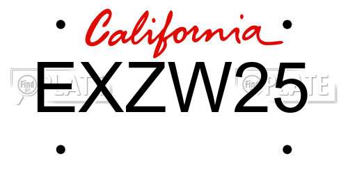 EXZW25 California License Plate