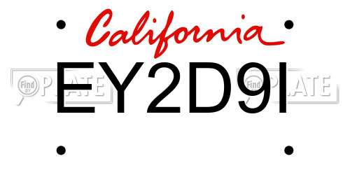 EY2D9I California License Plate