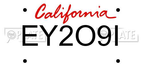 EY2O9I California License Plate