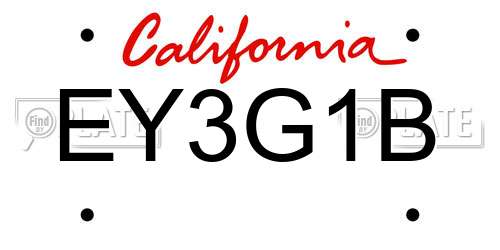 EY3G1B California License Plate
