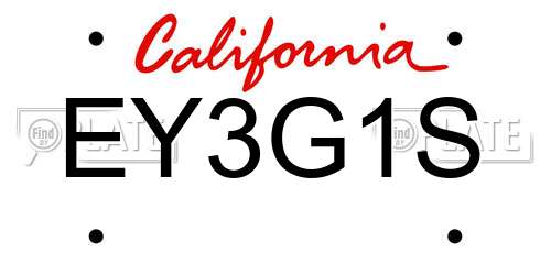 EY3G1S California License Plate