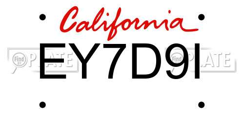 EY7D9I California License Plate
