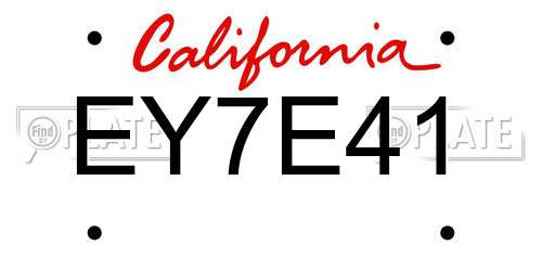 EY7E41 California License Plate