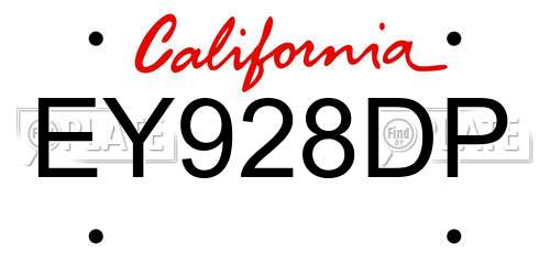 EY928DP California License Plate