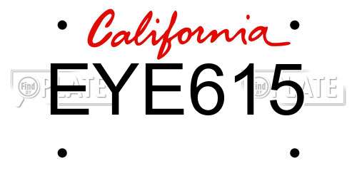 EYE615 California License Plate