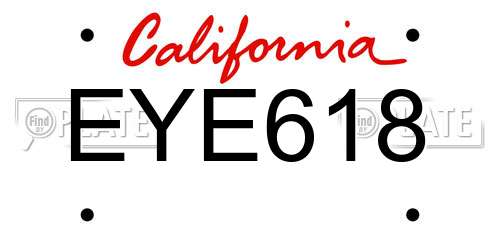 EYE618 California License Plate