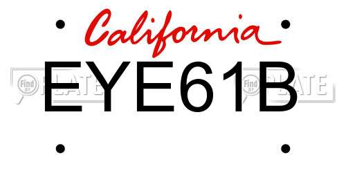 EYE61B California License Plate