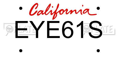 EYE61S California License Plate
