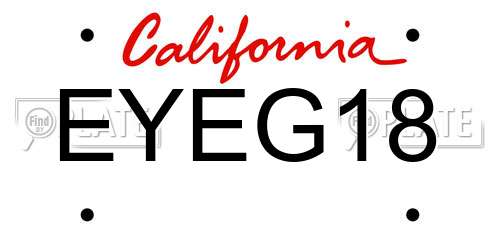 EYEG18 California License Plate