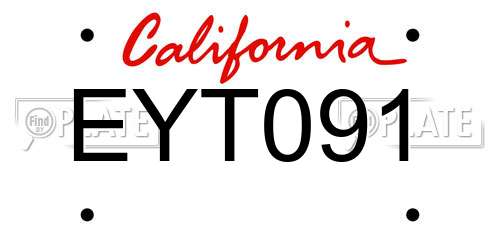 EYT091 California License Plate