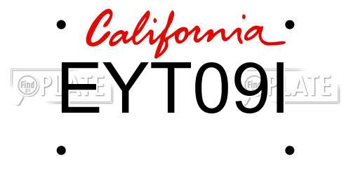 EYT09I California License Plate