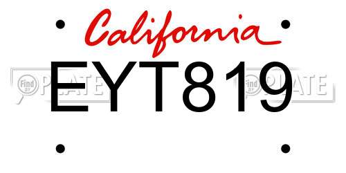 EYT819 California License Plate