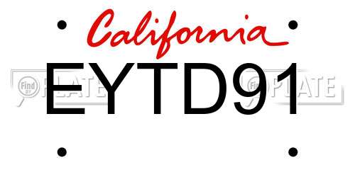 EYTD91 California License Plate