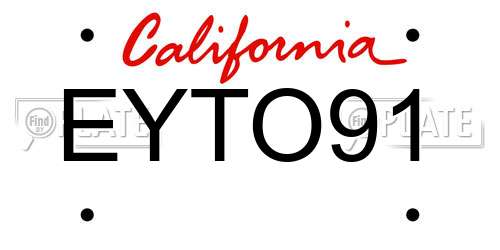 EYTO91 California License Plate