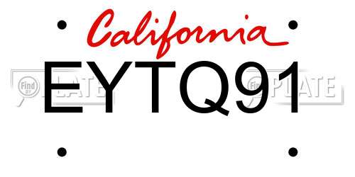 EYTQ91 California License Plate