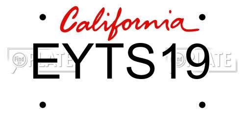 EYTS19 California License Plate