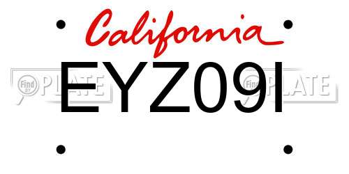 EYZ09I California License Plate