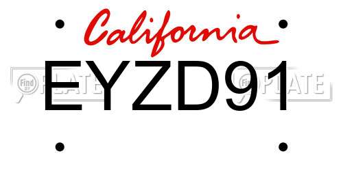 EYZD91 California License Plate