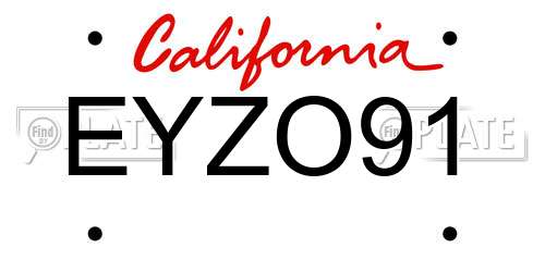 EYZO91 California License Plate