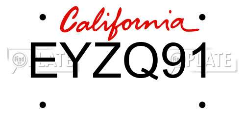 EYZQ91 California License Plate