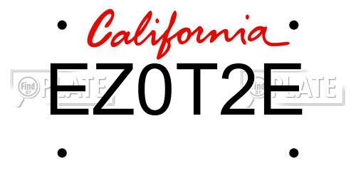 EZ0T2E California License Plate