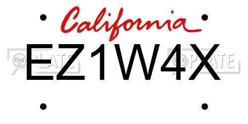 EZ1W4X California License Plate