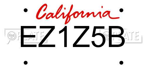 EZ1Z5B California License Plate