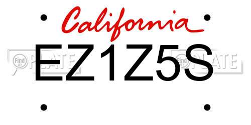 EZ1Z5S California License Plate