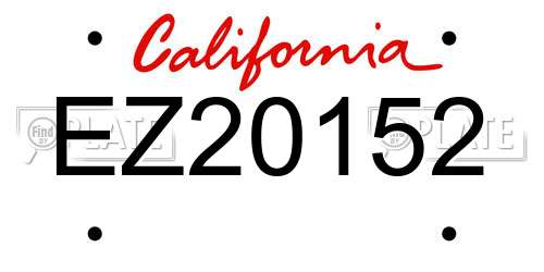 EZ20152 California License Plate