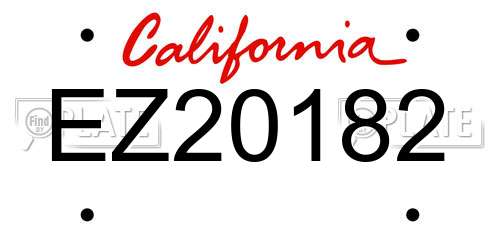EZ20182 California License Plate