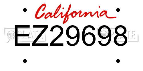 EZ29698 California License Plate