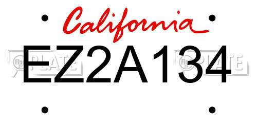EZ2A134 California License Plate